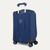 Rear view of Travelpro Versapack Carry-On Expandable Spinner in Estate Blue, featuring PowerScope Extension Handle