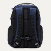 Rear view of aviator navy backpack on a white background