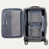 Open suitcase with interior organization panels on a white background
