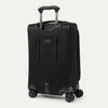 Black suitcase with wheels and handle on a white background