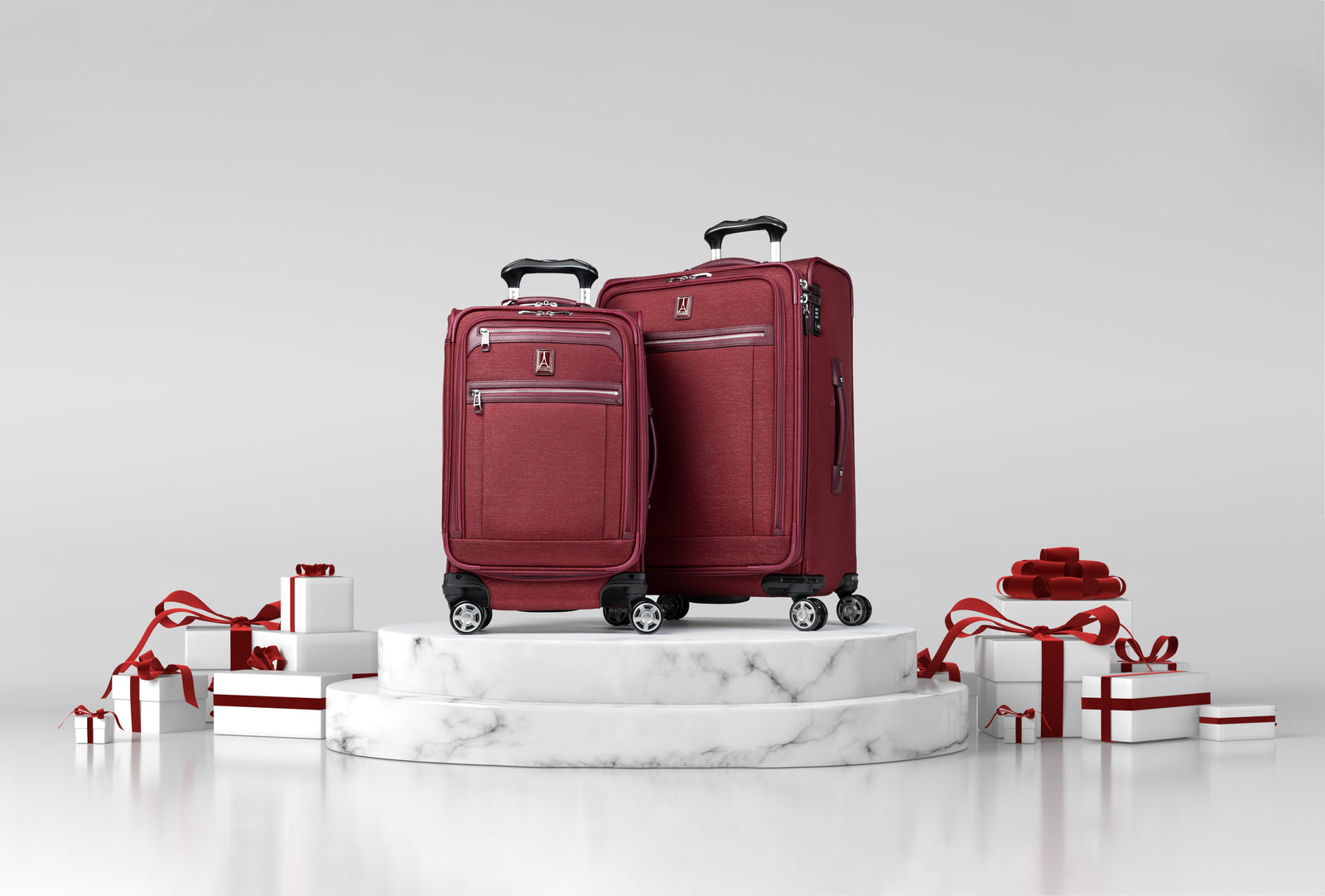 Platinum Elite carry-on and checked luggage set with gifts