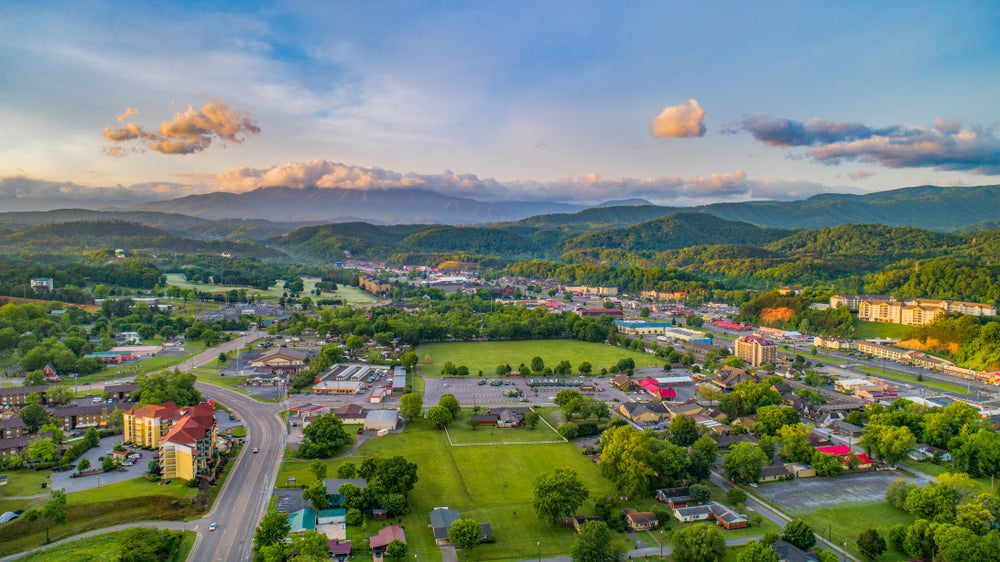 aerial view of Pigeon Forge, TN