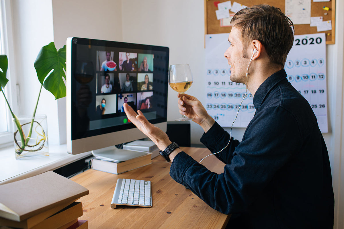 man on a zoom call with friends