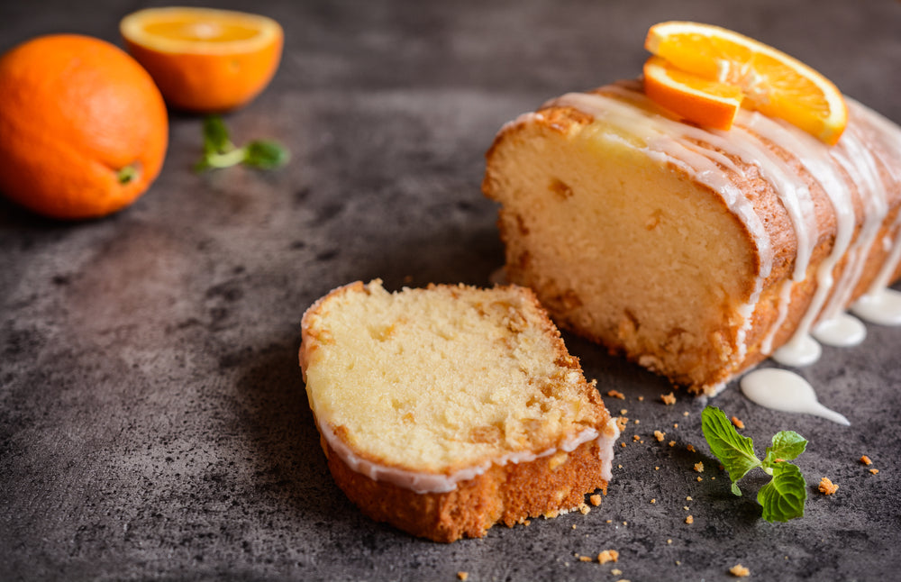 Fresh loaf of orange bread with sugar coating