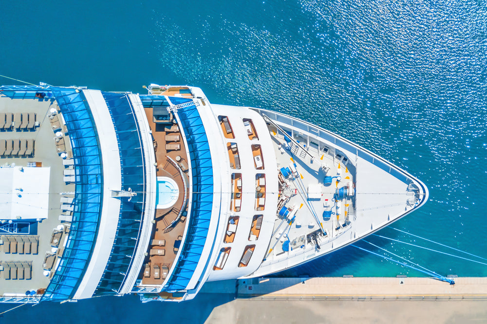 aerial view of cruise ship