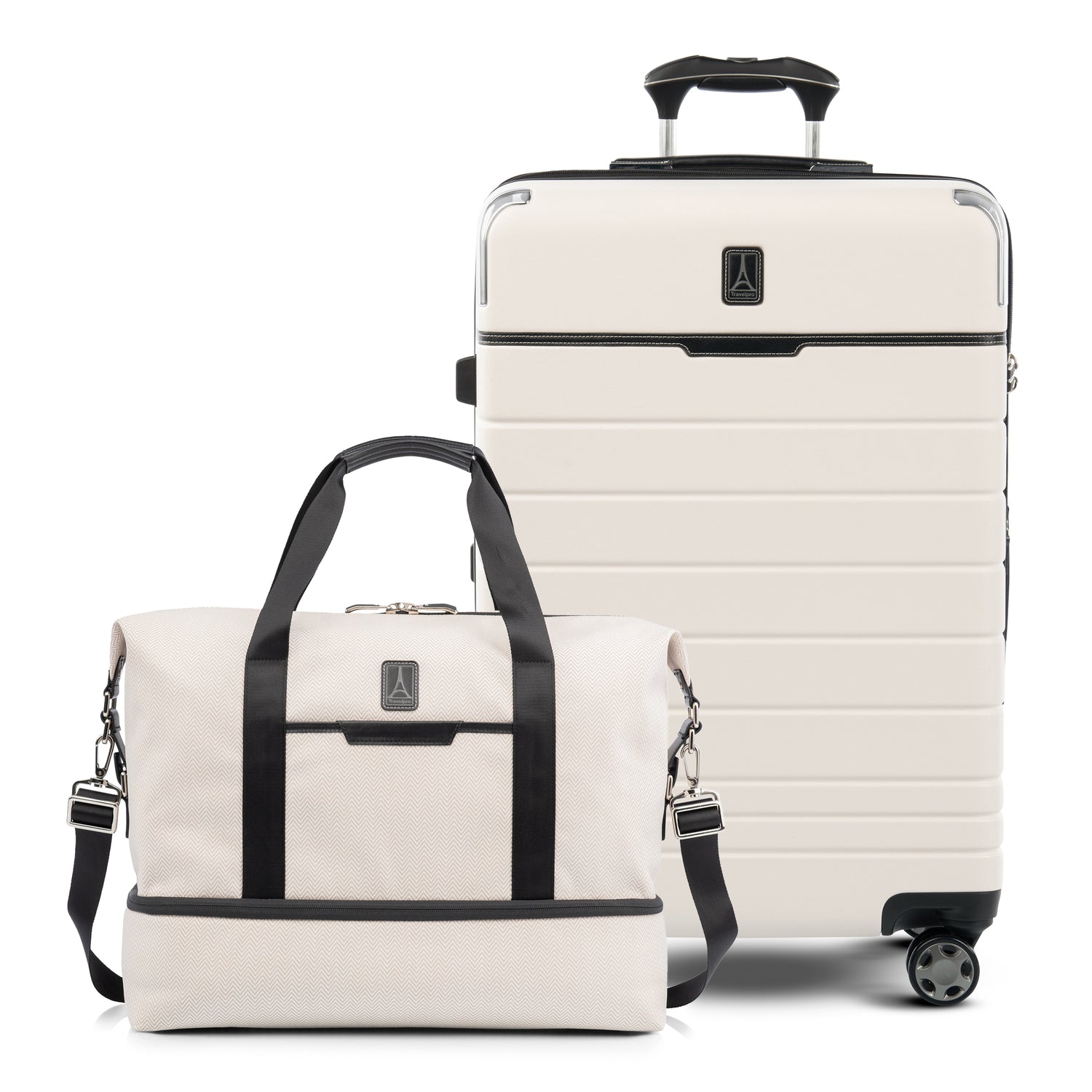 Travelpro® x Travel + Leisure Medium Check-in Spinner and Drop-Bottom Weekender Bag Luggage Set