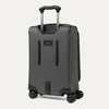 Gray suitcase with wheels and handle on a white background