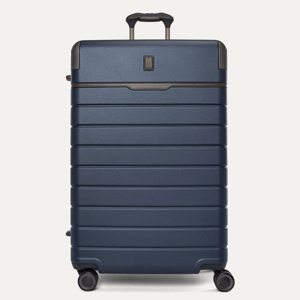 Front view of the Travelpro Platinum Reserve Large Check-In Hardside Spinner in Midnight Trail