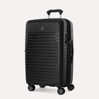 suitcase with a visible brand logo on a light gray background  #color_black