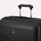 Black suitcase with a visible brand logo on a light gray background #color_black