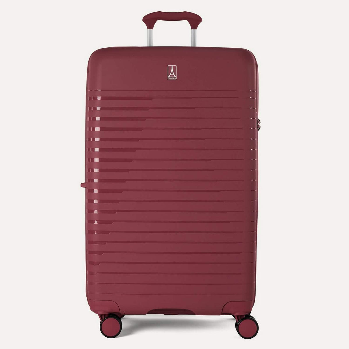 Red suitcase with a visible brand logo on a white background   #color_tibetan-red