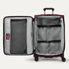 Red open suitcase on a white background