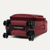 Valise rouge à roulettes noires sur fond blanc