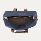 Open true navy tote on a white background