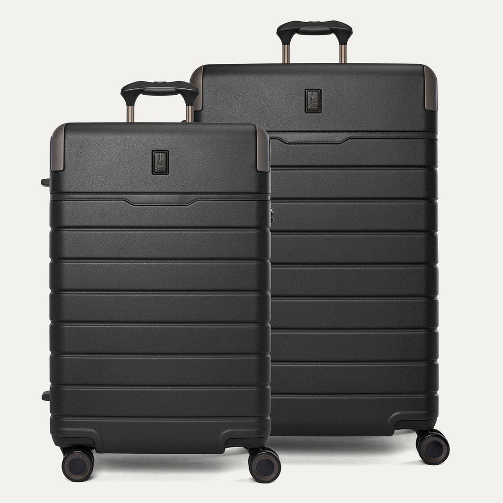 Travelpro Platinum Reserve Medium / Large Check-In Hardside Set in Black Dust, both pieces shown together