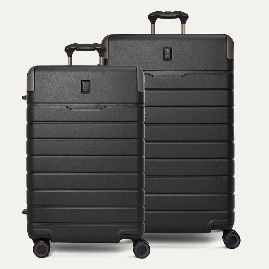 Travelpro Platinum Reserve Medium / Large Check-In Hardside Set in Black Dust, both pieces shown together
