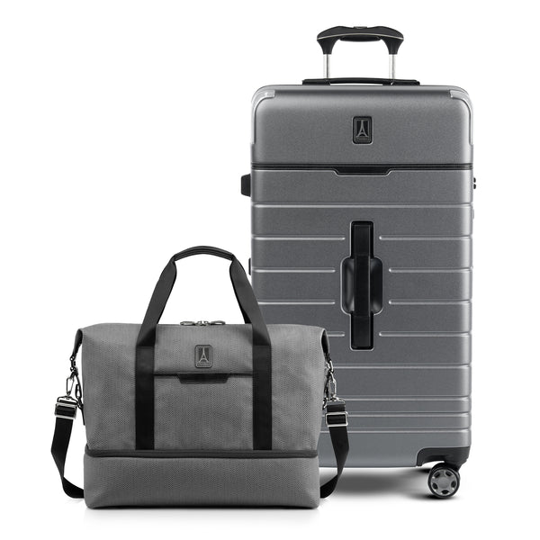 Travelpro® x Travel + Leisure Large Check-in Spinner and Drop-Bottom Weekender Bag Luggage Set